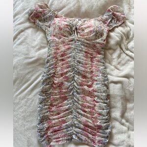 Floral Ruched Off-Shoulder Dress